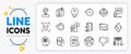 Attached info, Face detection and Timer line icons. For web app. Vector