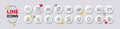 Attached info, Online documentation and Flammable fuel line icons. For web app, printing. White buttons 3d icons Vector