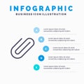 Attachment, Binder, Clip, Paper Line icon with 5 steps presentation infographics Background Royalty Free Stock Photo