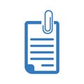 Attachment, clip, document, paperclip, paper icon. Blue vector sketch.