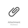 attachment icon vector from miscellaneous collection. Thin line attachment outline icon vector illustration. Outline, thin line Royalty Free Stock Photo