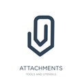 attachments icon in trendy design style. attachments icon isolated on white background. attachments vector icon simple and modern