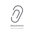 attachments outline icon. isolated line vector illustration from tools and utensils collection. editable thin stroke attachments Royalty Free Stock Photo
