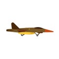 Attack aircraft military vector air aviation jet. Army war plane fighter force side view. Fly missile transport warfare icon Royalty Free Stock Photo