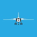 Attack aircraft vector military army aviation icon front view. War plane jet force fighter. Defense navy engine design Royalty Free Stock Photo