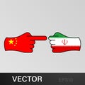 attack china defense iran hand gesture colored icon. Elements of flag illustration icon. Signs and symbols can be used for web,