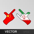 attack china peaceful iran hand gesture colored icon. Elements of flag illustration icon. Signs and symbols can be used for web,