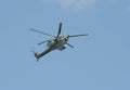 Attack helicopter Mi-28N `Night hunter` during a rehearsal of the parade dedicated to the 72 anniversary of the Victory in the gre Royalty Free Stock Photo