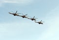 Attack helicopters Mi-35M during a rehearsal of the parade