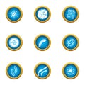 Attack of the microbe icons set, flat style Royalty Free Stock Photo