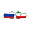 attack russia attack iran hand gesture colored icon. Elements of flag illustration icon. Signs and symbols can be used for web,