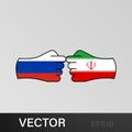 attack russia attack iran hand gesture colored icon. Elements of flag illustration icon. Signs and symbols can be used for web,