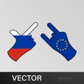 attack russia peaceful eu hand gesture colored icon. Elements of flag illustration icon. Signs and symbols can be used for web,