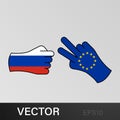 attack russia pending eu hand gesture colored icon. Elements of flag illustration icon. Signs and symbols can be used for web,
