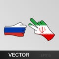 attack russia pending iran hand gesture colored icon. Elements of flag illustration icon. Signs and symbols can be used for web,