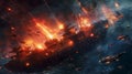 Attack ships on fire off the shoulder of orion. Generative AI