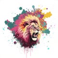 An attacker - angry lion face. Pop art illustration Royalty Free Stock Photo