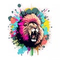 An attacker - angry lion face. Pop art illustration Royalty Free Stock Photo