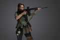 Attacking female mercenary in setting of post apocalypse