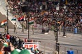 Indian Border Security Force members start the parade at the Wagah Border Closing ceremony with