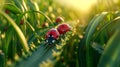 In an attempt to save time and energy the Lilliputian farmers decided to use their resident ladybugs as farming istants