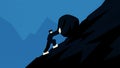 Attempt an Uphill Task, Businessman Pushing a Rock up a Mountain Flat Vector Illustration Concept Royalty Free Stock Photo