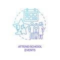 Attend school events blue gradient concept icon