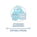 Attendance management blue concept icon