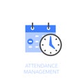 Attendance management symbol with a calendar and a clock