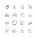 Attendee joy line icons collection. Thrilled, Blissful, Excited, Grateful, Enthralled, Delighted, Content vector and