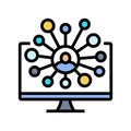 attendee networking virtual conference color icon vector illustration Royalty Free Stock Photo