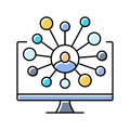 attendee networking virtual conference color icon vector illustration Royalty Free Stock Photo