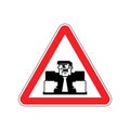 Attention angry boss. chief to red triangle. Office sign of Caution!