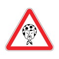 Attention angry Grandma. Caution Evil grandmother. Aggressive Old woman. Red triangle road sign