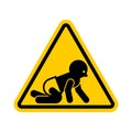 Attention Baby sign. Caution infant symbol. Yellow road sign
