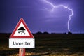 Attention bad weather German Warn sign Royalty Free Stock Photo