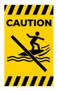 Attention Beach Safety Sign No Surfing Royalty Free Stock Photo