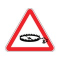 Attention Bear trap. Warning red road sign. Caution animal mantrap