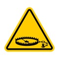 Attention Bear trap. Warning yellow road sign. Caution animal mantrap