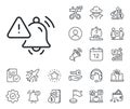 Attention bell line icon. Alarm reminder sign. Salaryman, gender equality and alert bell. Vector