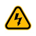 Attention beware high voltage sign, danger triangle symbol isolated on white background Royalty Free Stock Photo