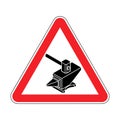 Attention Blacksmith! Caution Hammer and Anvil! Red triangular road sign