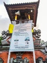 Attention board in front of the balinese hindu temple at my village