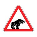 Attention bull. Caution Buffalo. Red road sign Danger Royalty Free Stock Photo