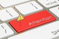 Attention button, on the computer keyboard. 3D rendering Royalty Free Stock Photo