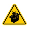 Attention cat in box. Forbidden home pet in box. Caution sign