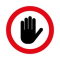 Attention caution hand sign icon symbol.