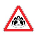 Attention Child tantrum. Caution Boy crying open mouth. Red triangle road sign Royalty Free Stock Photo