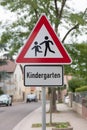 Attention children roadsign kindergarten, primary school
