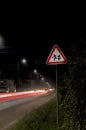 Attention children street sign at night